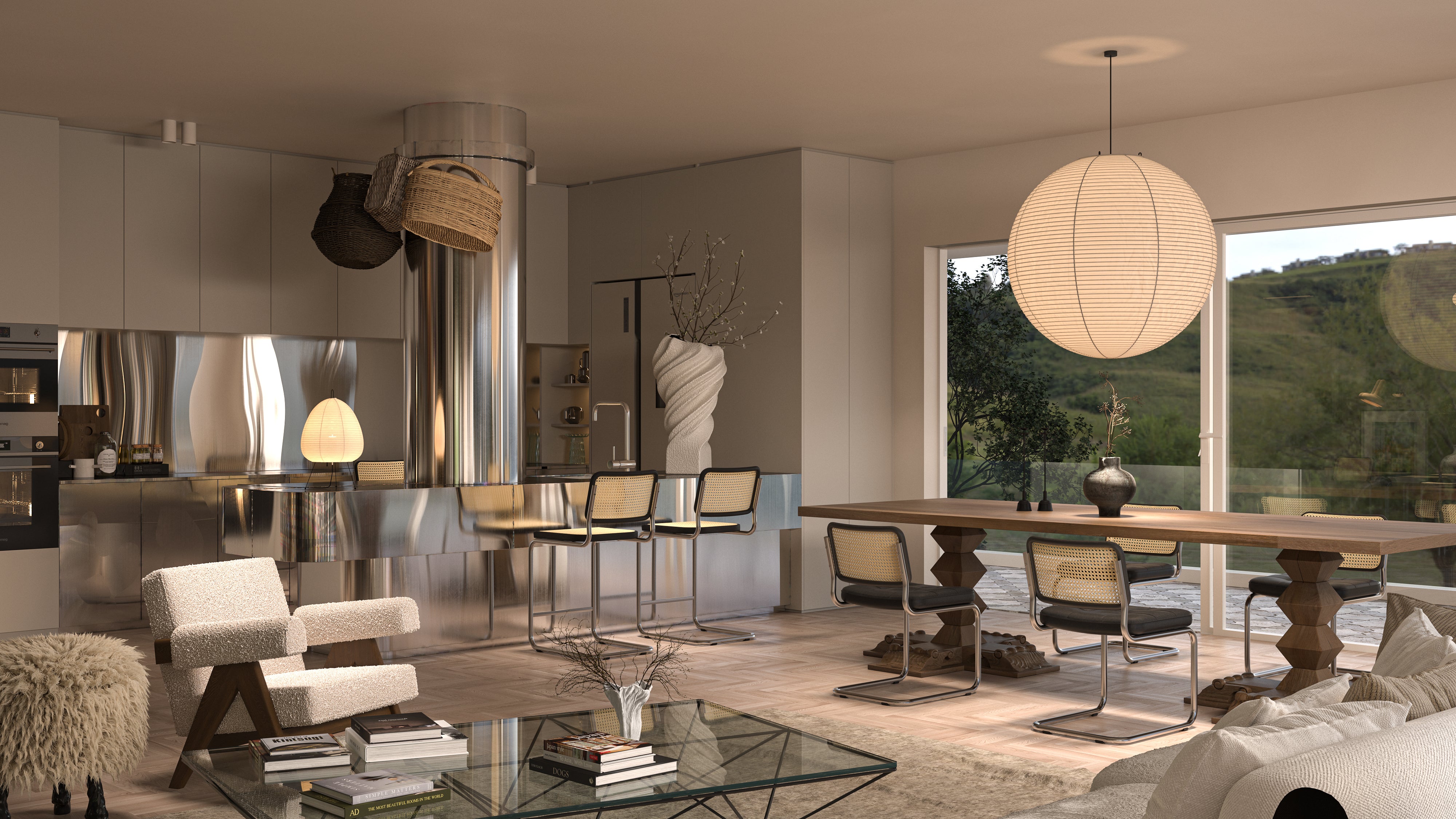 How to Style an Modern Vintage Open Concept Living Dining Space with M ...