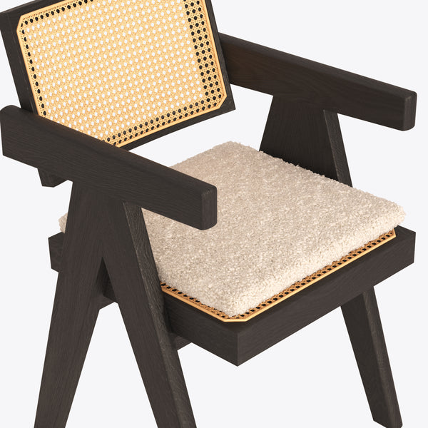 Boucle Fabric Dining Chairs Cushion Pad