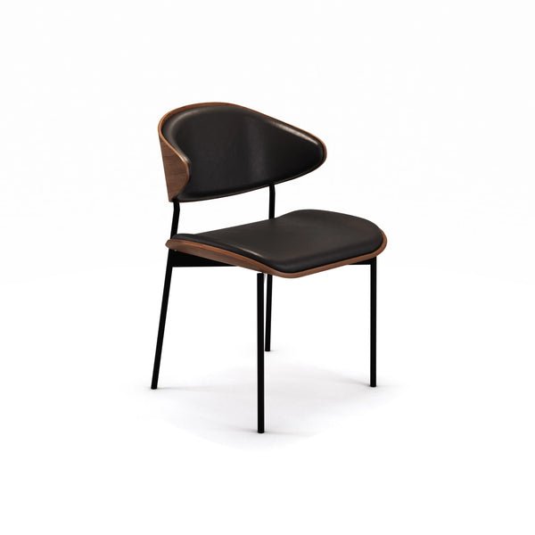 Mid Century Modern Eames Kitchen Dining Chair - Walnut & Upholstered