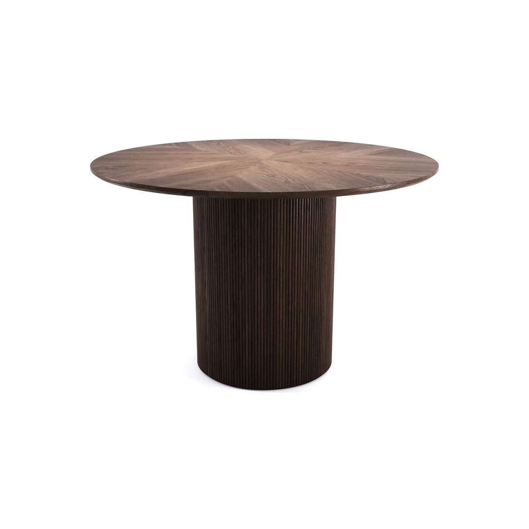 Carlos CASA Ø 46 Inches Round Dining Table in Dark Walnut Solid Wood 01