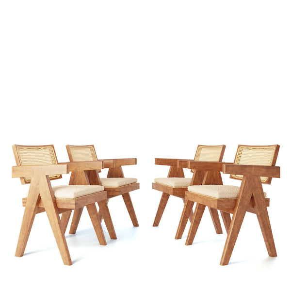 Mid-Century Modern Accent Chairs - Pierre Jeanneret Chandigarh Armchairs SET OF 4 For Dining / Living / Meeting Room