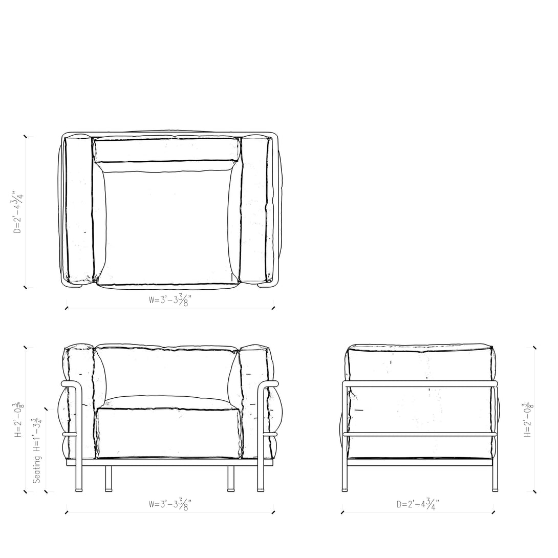 Dimensions-LC3-Armchair-Sofa