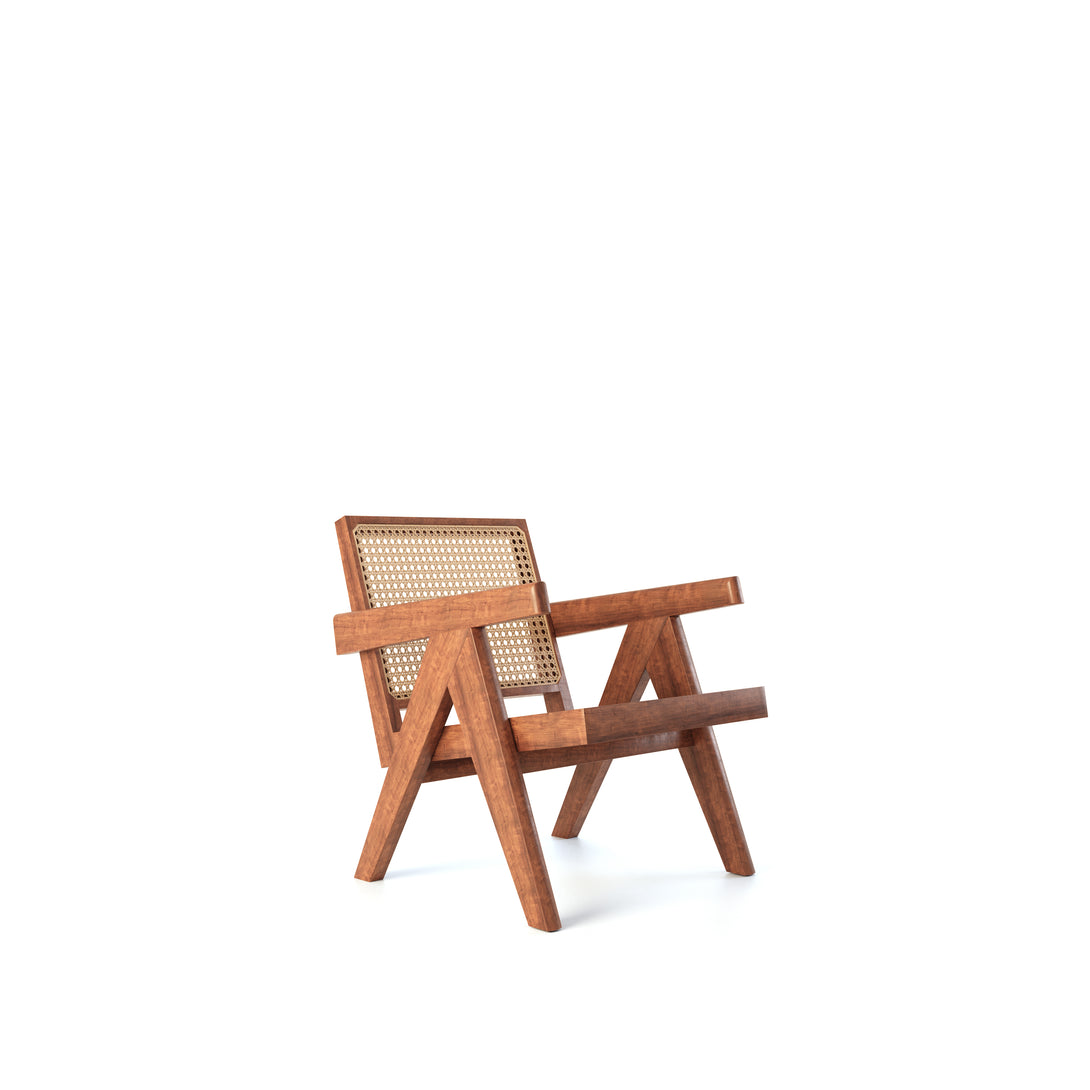 CarlosCasa Furniture Pierre Jeanneret Chandigarh Solid Teak Wood Lounge Easy Armchair For Mid-Century Modern Living Room Decor