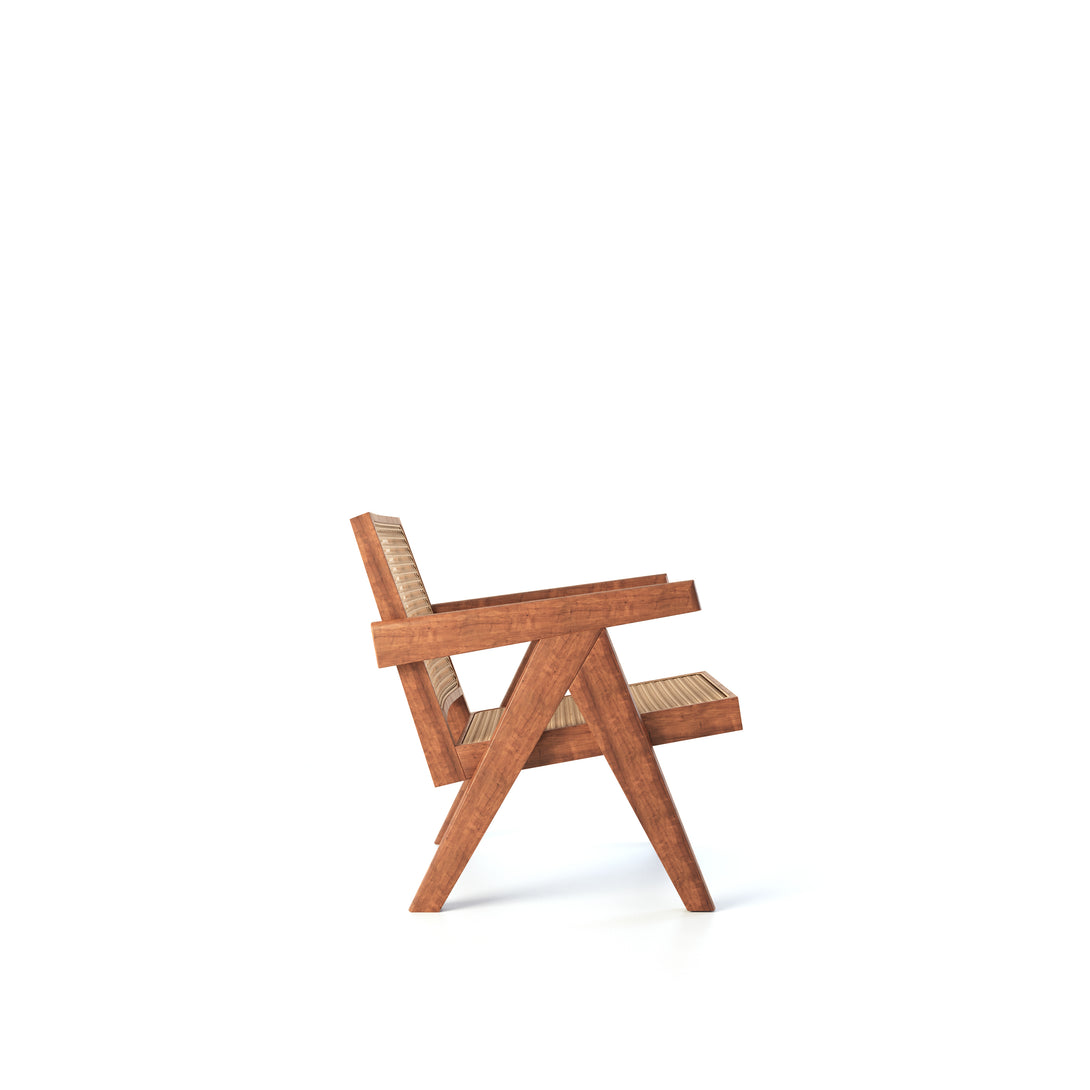 CarlosCasa Furniture Pierre Jeanneret Chandigarh Solid Teak Wood Lounge Easy Armchair For Mid-Century Modern Living Room Decor