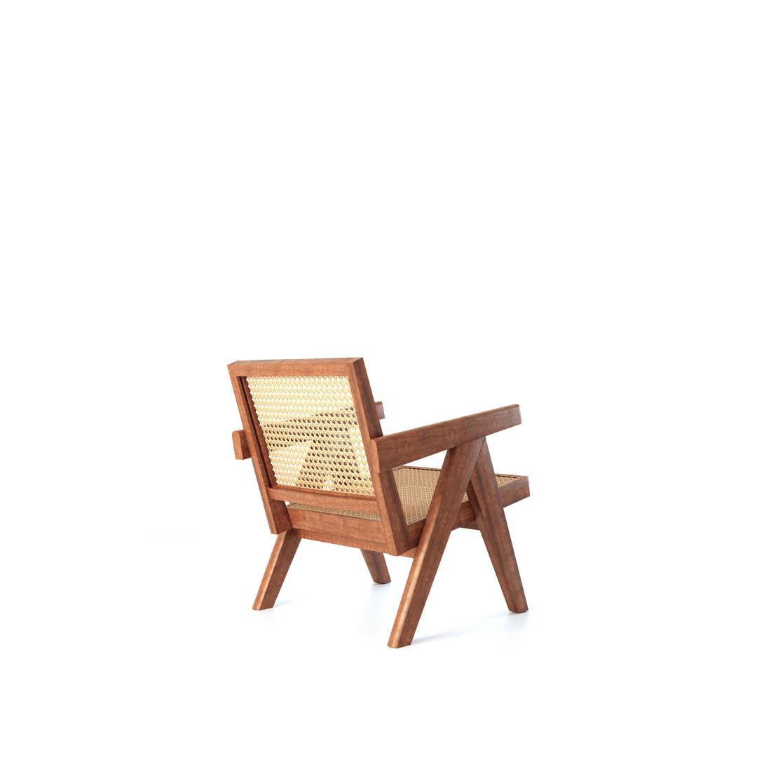 CarlosCasa Furniture Pierre Jeanneret Chandigarh Solid Teak Wood Lounge Easy Accent Armchair For Mid-Century Modern Living Room Decor