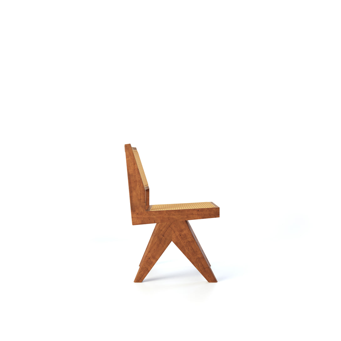 CarlosCasa Furniture Pierre Jeanneret Chandigarh Solid Teak Wood Accent Chair For Mid-Century Modern Living Room Decor