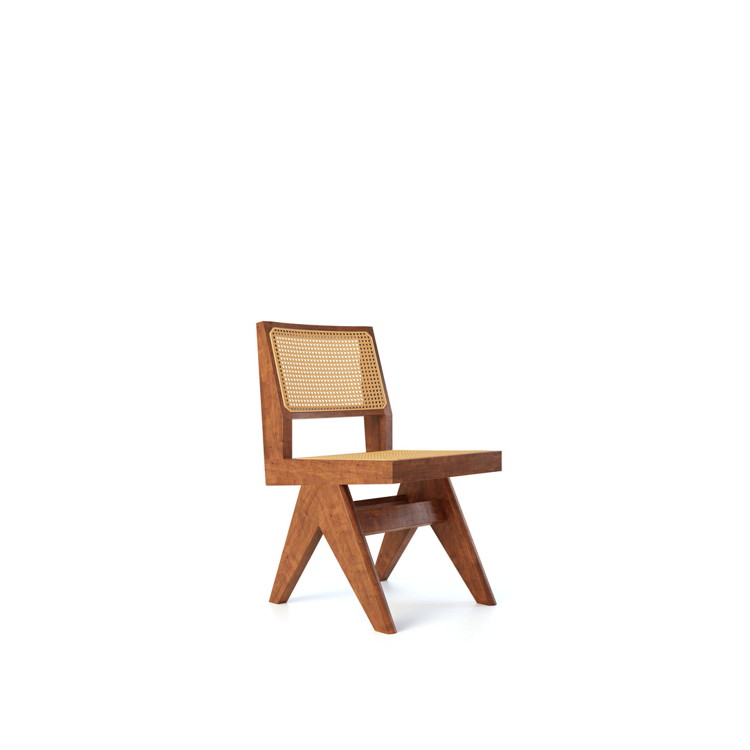 CarlosCasa Furniture Pierre Jeanneret Chandigarh Solid Teak Wood Accent Chair For Mid-Century Modern Living Room Decor