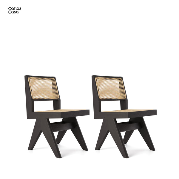 Mid Century Modern Accent Pierre Jeanneret Chandigarh Capitol Complex Armless Chairs Set of 2 for Dining/ Office/ Meeting Room