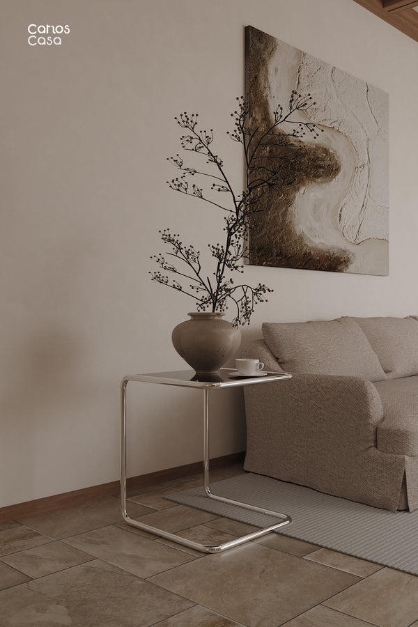 CarlosCASA C Shaped  Side Table for Bench Sofa Slide Under Couch Sofa For Living Room And Bedroom End Coffee Table