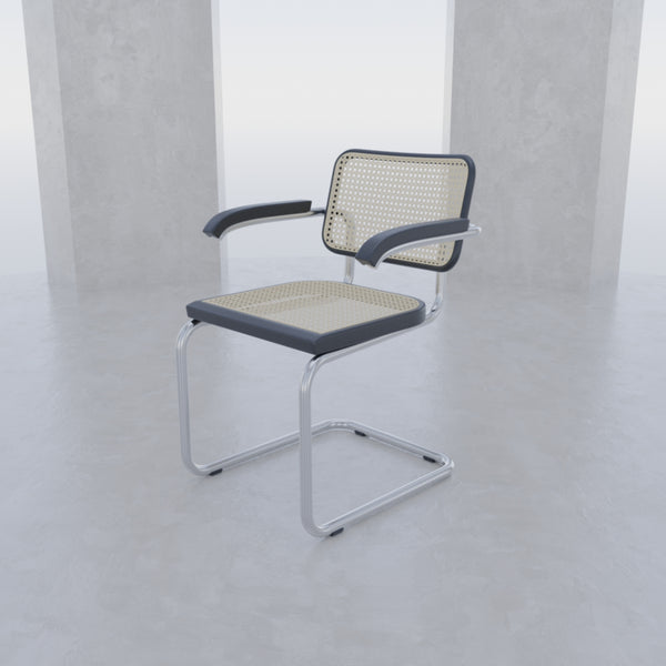 Vintage Marcel Breuer Cesca Cane Armchair Midcentury Modern Accent Chair for Living-Dining-Room