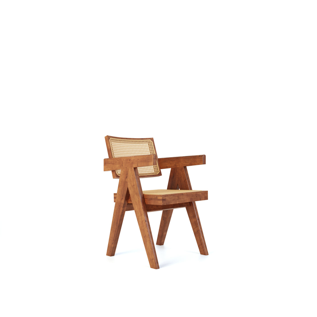 CarlosCasa Furniture Pierre Jeanneret Chandigarh Solid Teak Wood Armchair For Mid-Century Modern Living Room Decor