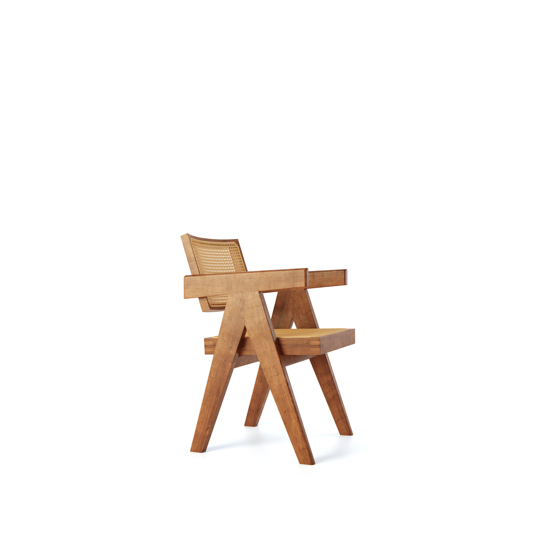 CarlosCasa Furniture Pierre Jeanneret Chandigarh Solid Teak Wood Armchair For Mid-Century Modern Vintage Dining Room Decor