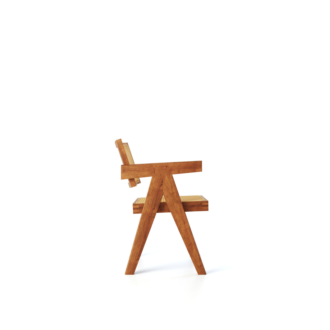 CarlosCasa Furniture Pierre Jeanneret Chandigarh Solid Teak Wood Armchair For Mid-Century Modern Vintage Dining Room/ Restaurant/ Bistro Decor